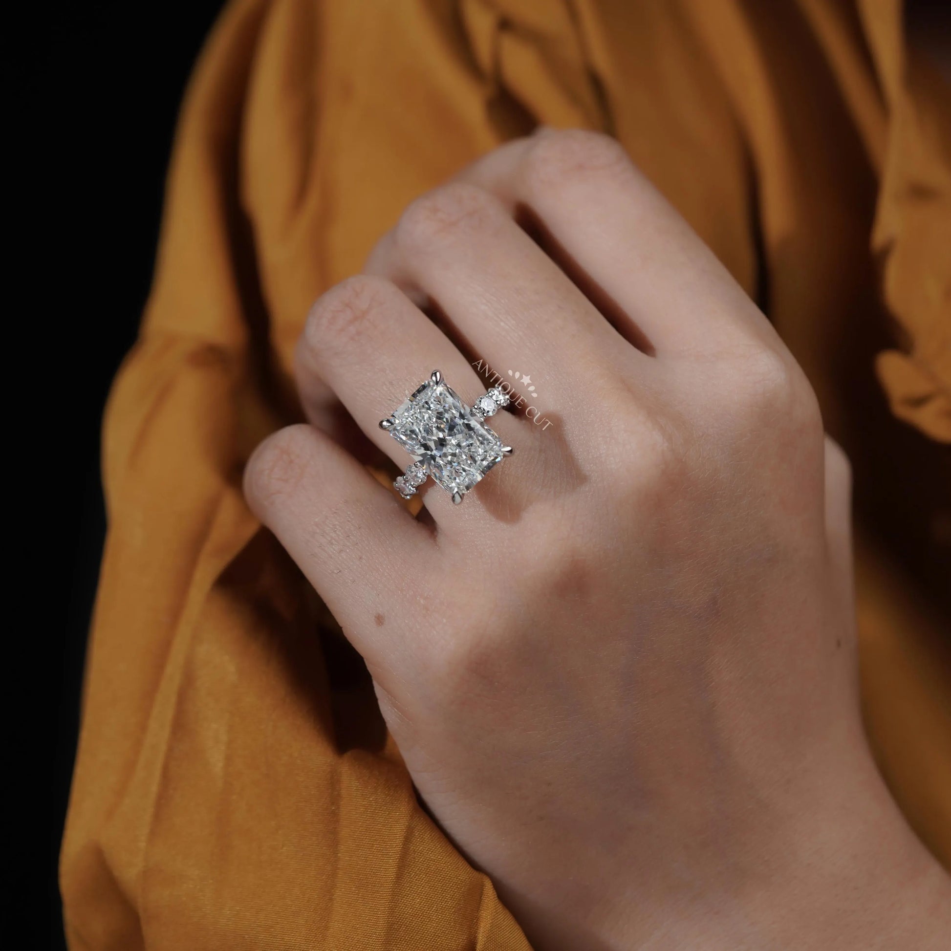 Radiant Cut Hidden Halo Diamond Engagement Ring