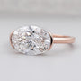 Lab grown oval diamond east west solitaire ring
