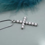 Two tone lab grown diamond cross pendant necklace design
