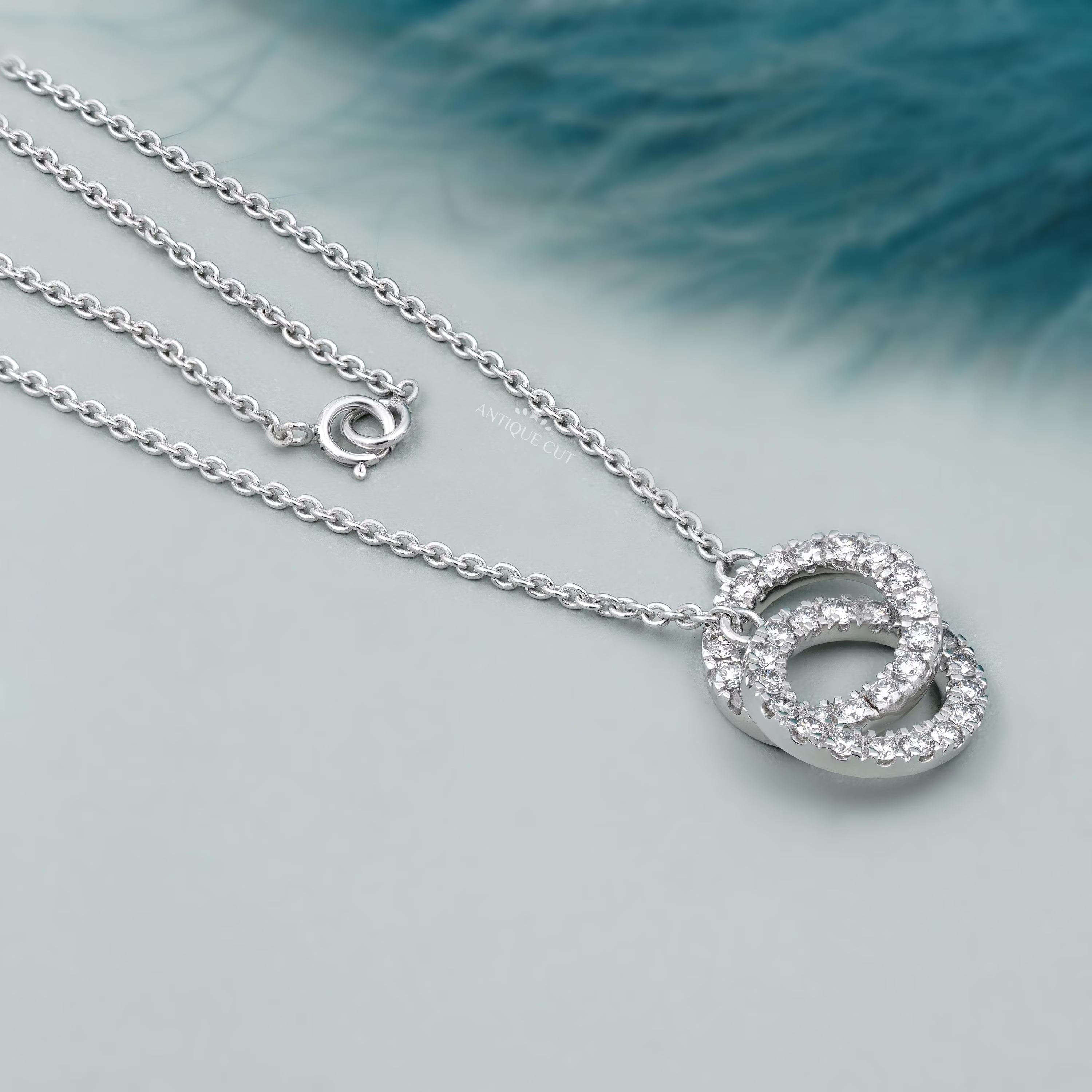 Round Lab Grown Diamond Circle Pendant Necklace 
