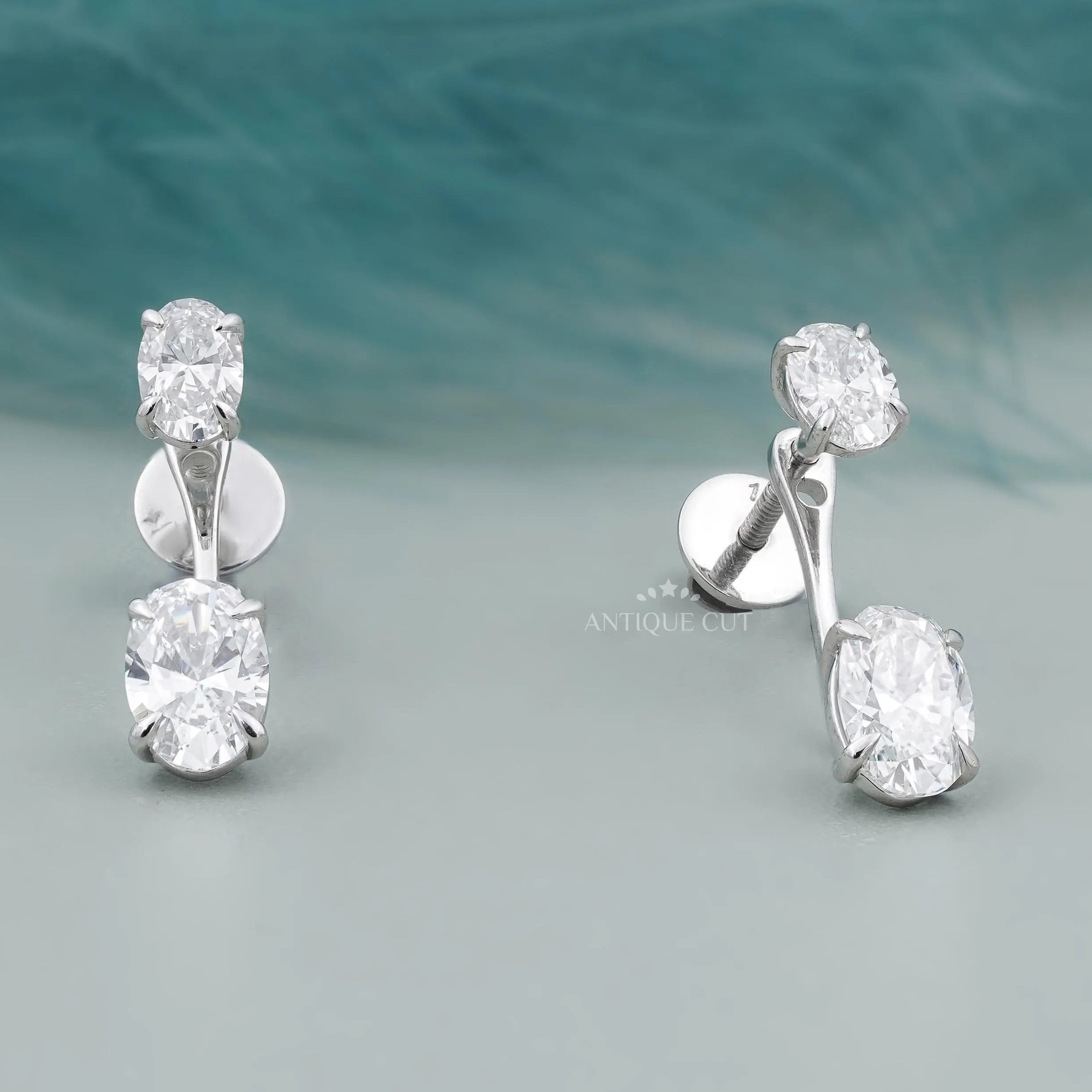 Oval Diamond Stud Earrings in white gold