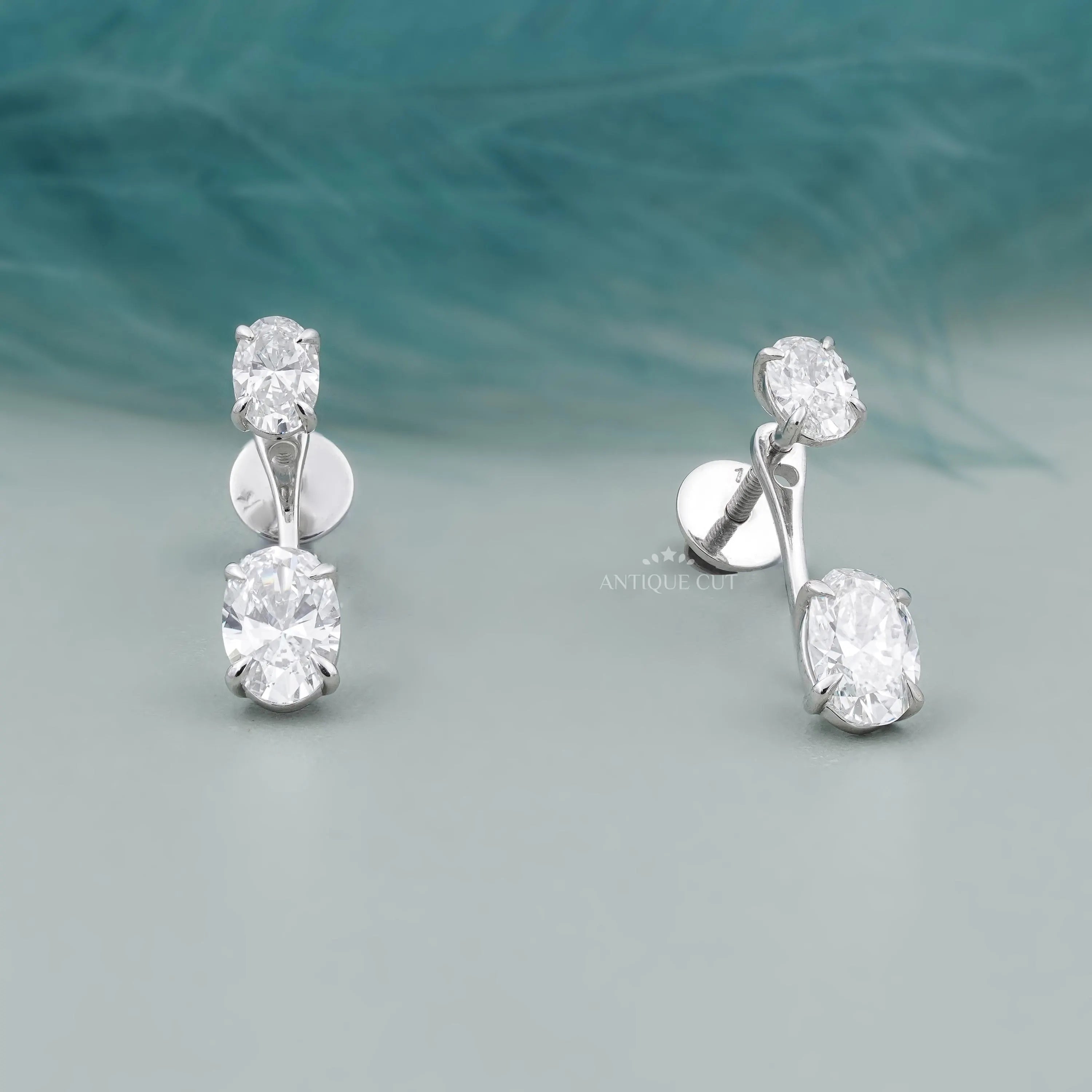 Oval Lab-Grown Diamond Drop Stud Earrings