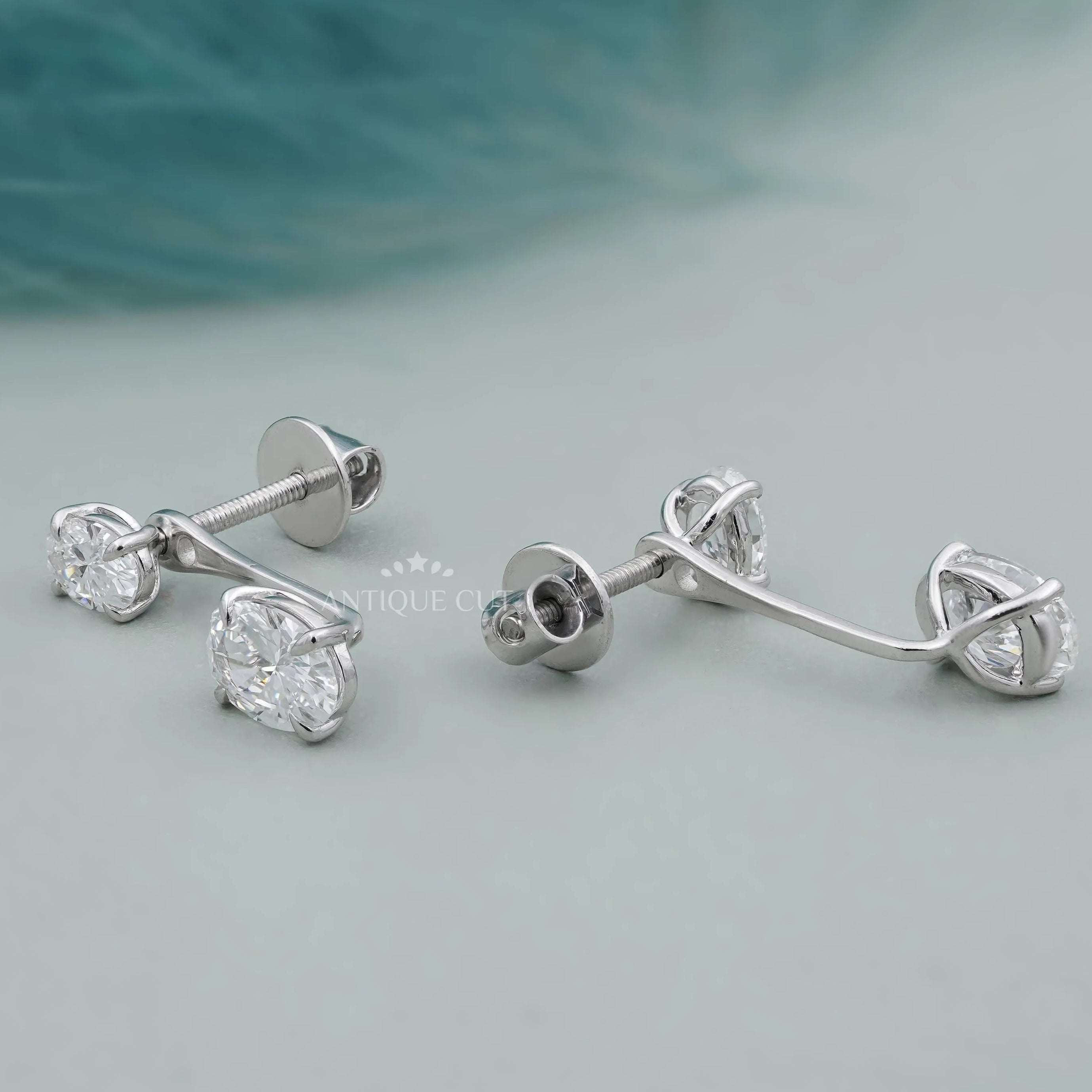 Lab grown oval diamond earrings