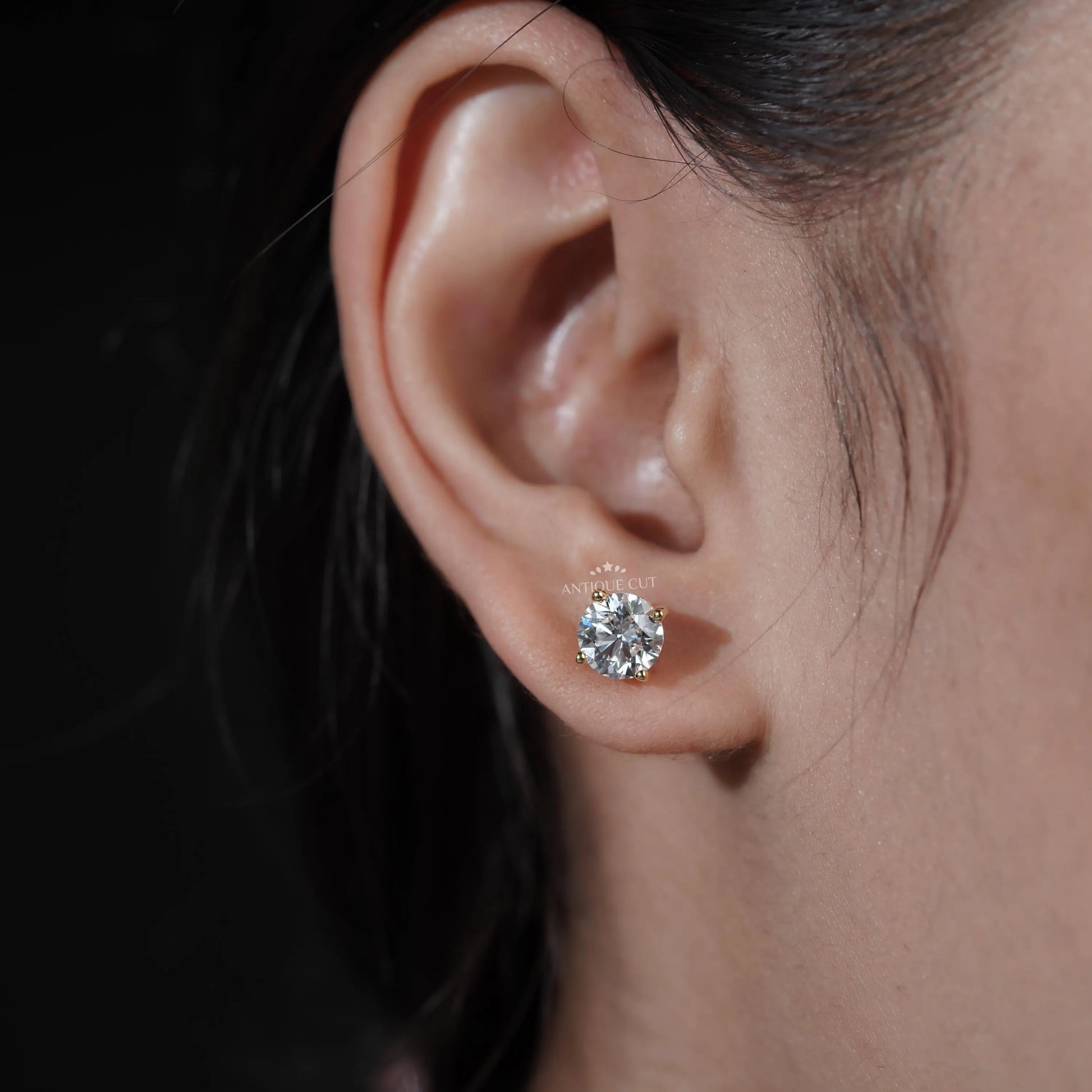 Round lab grown diamond earrings
