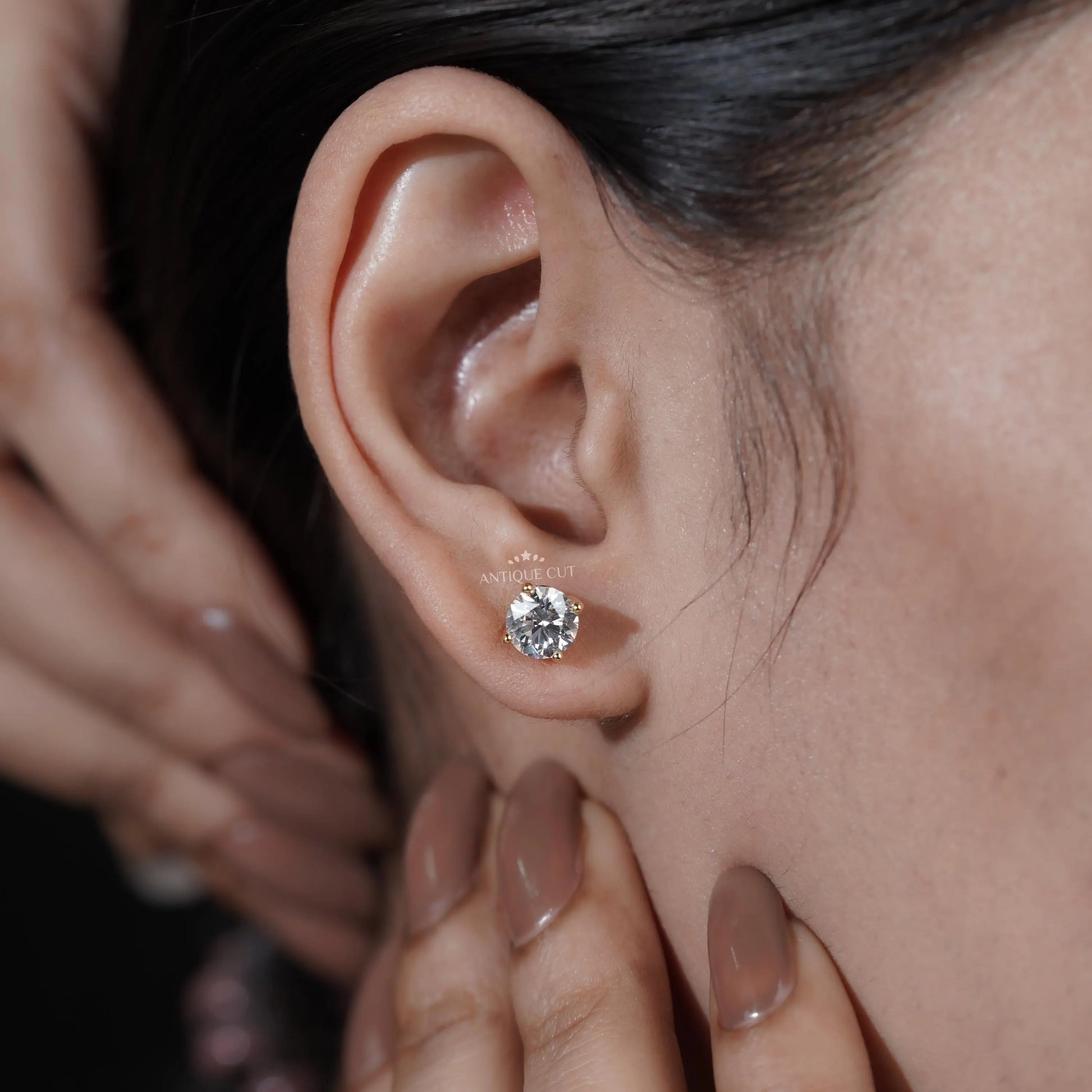 Yellow gold Lab Grown Diamond Earring pair