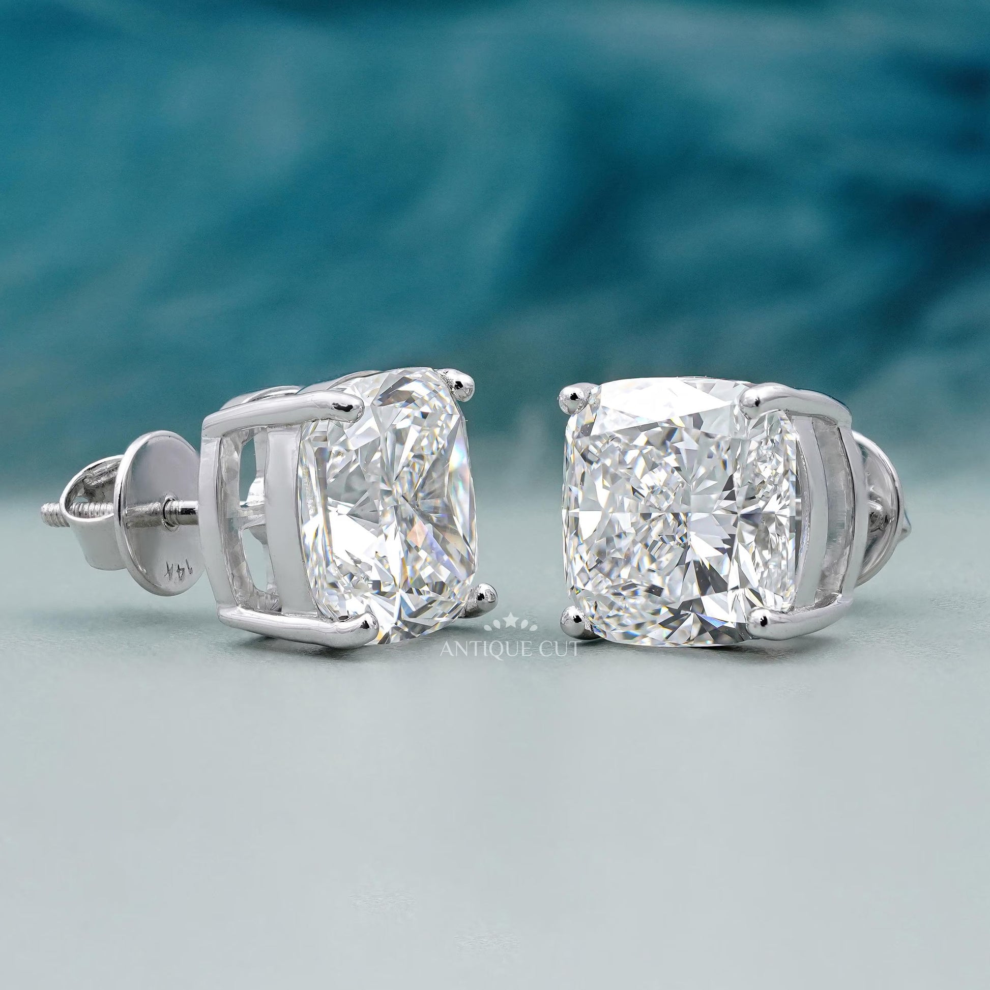 Lab grown cushion diamond stud earrings