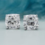 Cushion cut diamond stud earrings with classic setting