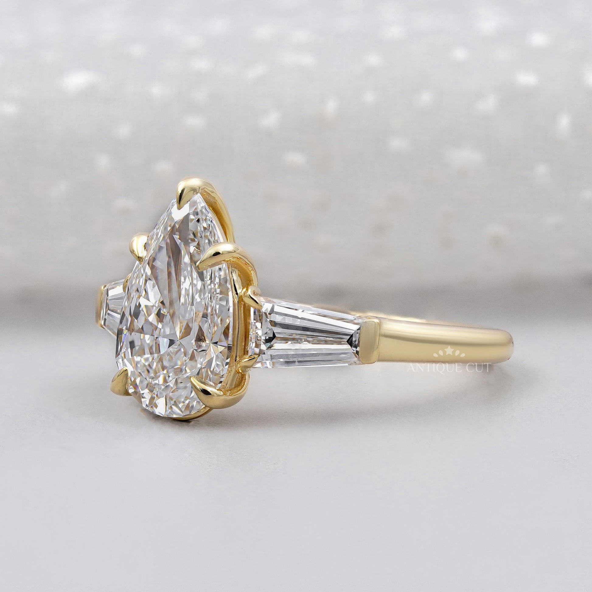 IGI certified pear diamond engagement ring