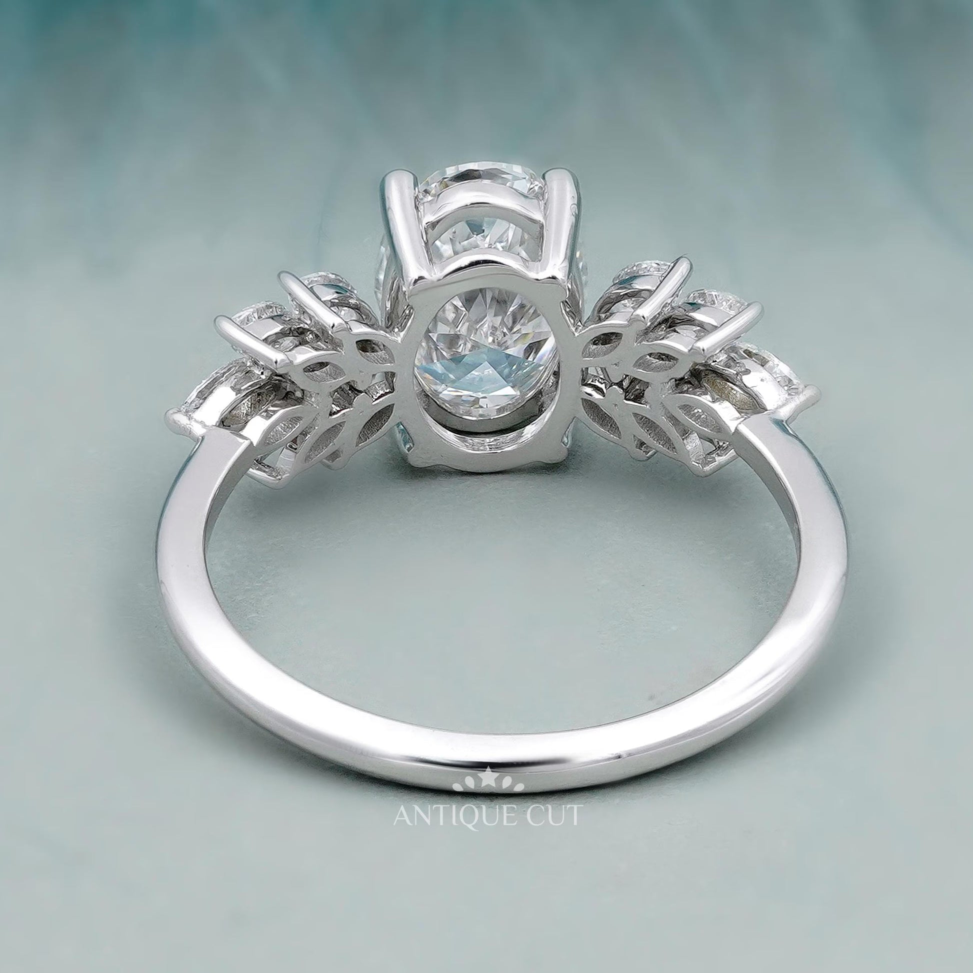 Antiquecut oval diamond engagement ring design