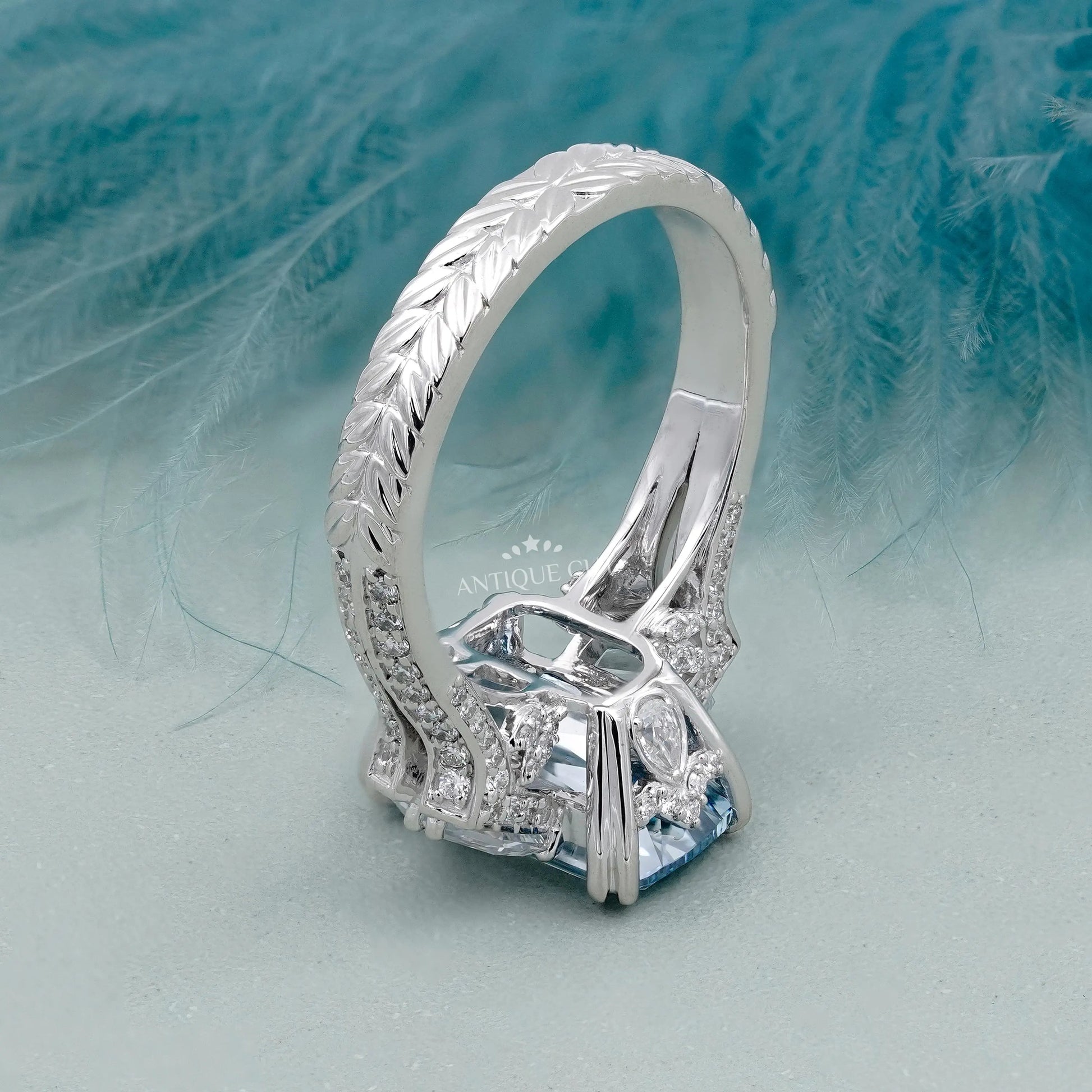 IGI Certified fancy blue lab grown diamond engagement ring