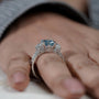 Luxury platinum blue diamond engagement ring by Antiquecut