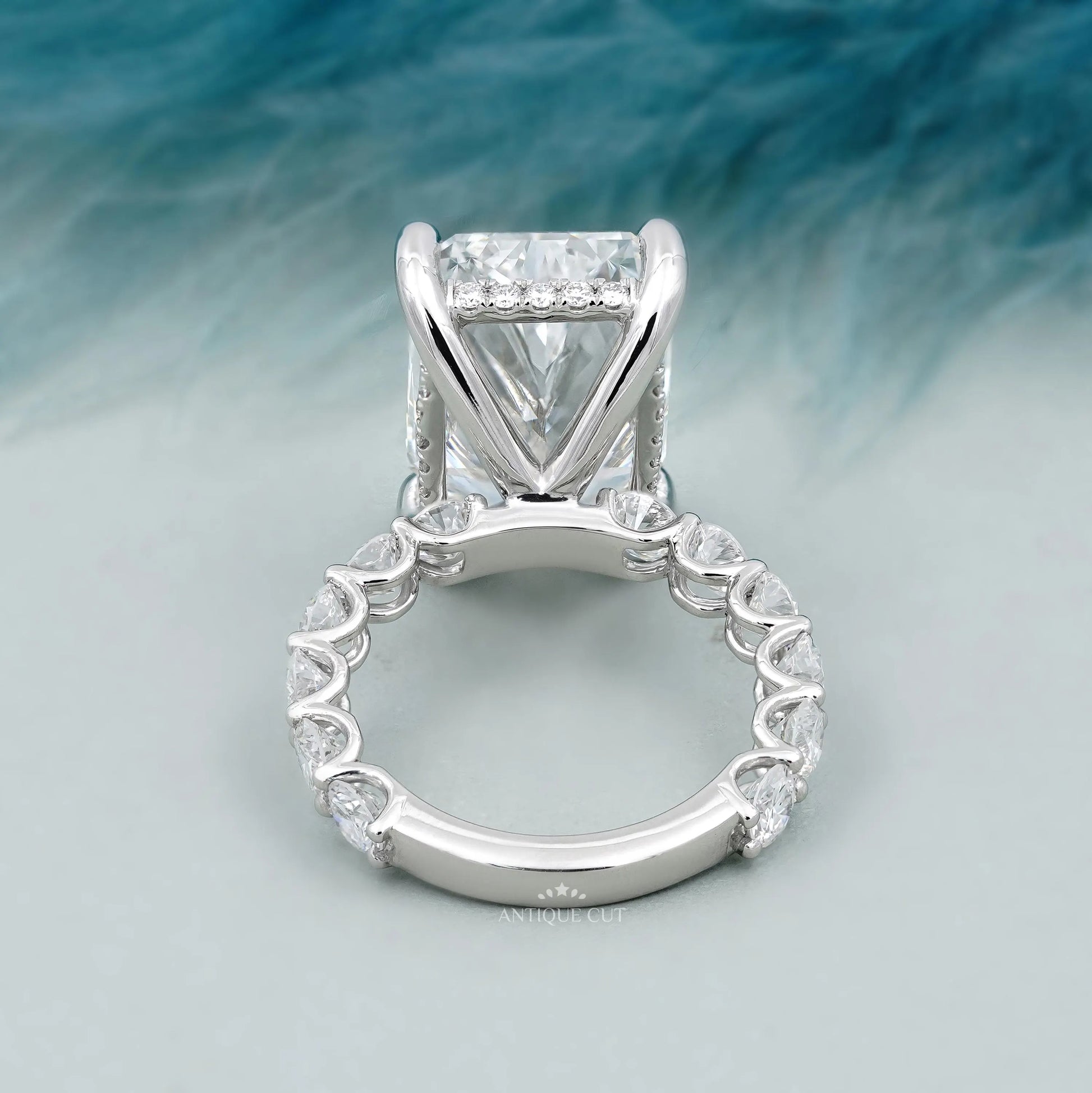 Radiant Cut Hidden Halo Diamond Engagement Ring