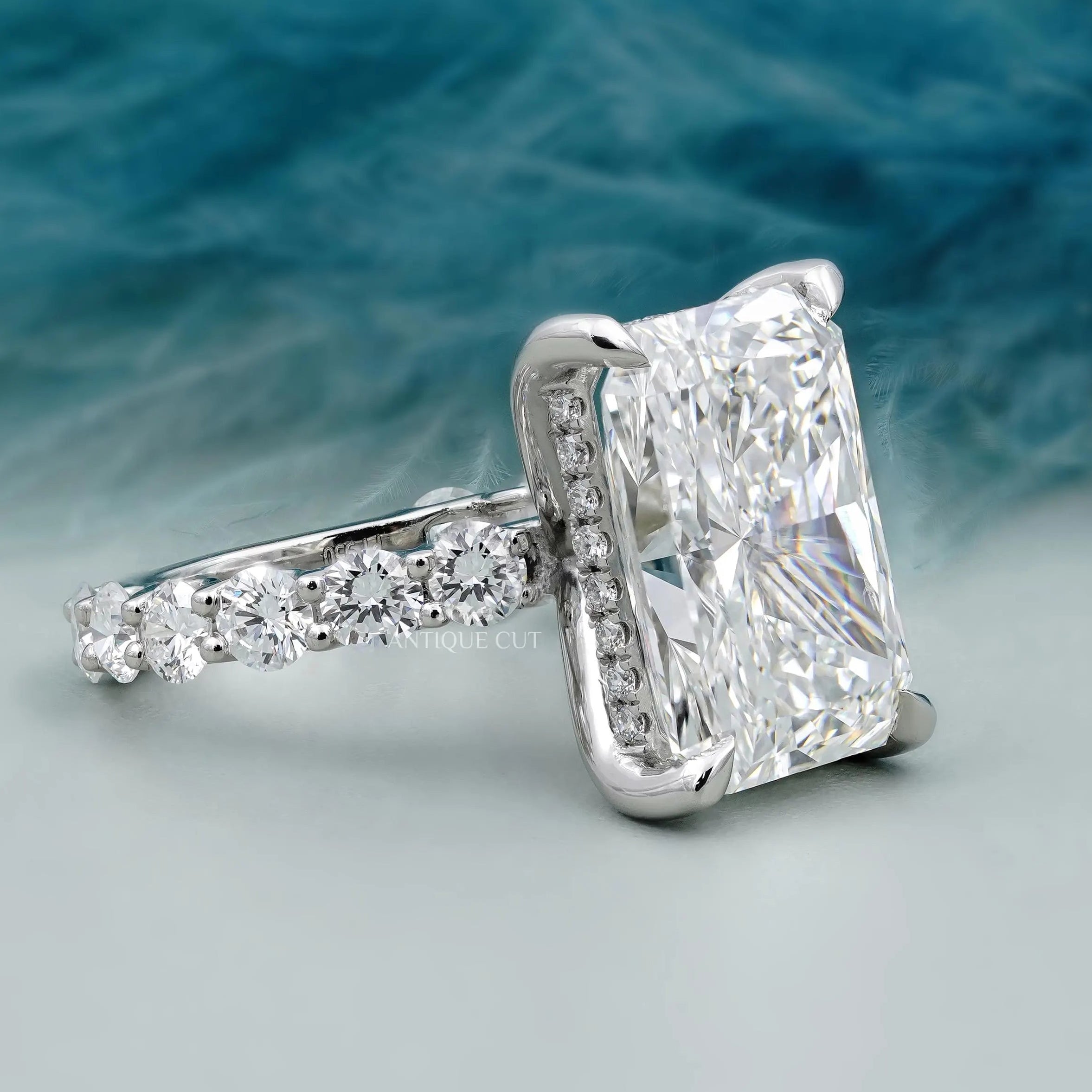 Radiant Cut Hidden Halo Diamond Engagement Ring
