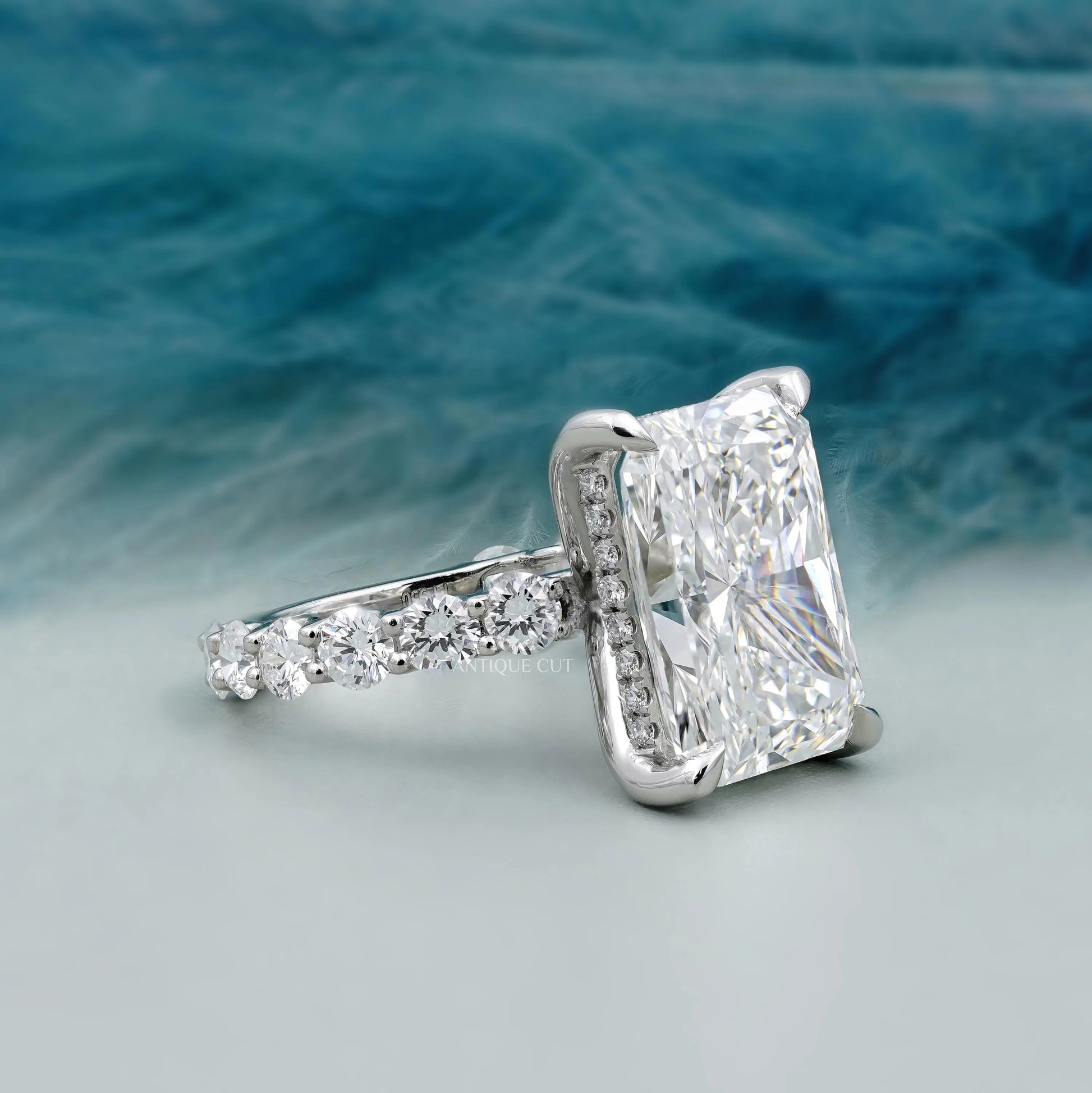 Radiant Cut Hidden Halo Diamond Engagement Ring