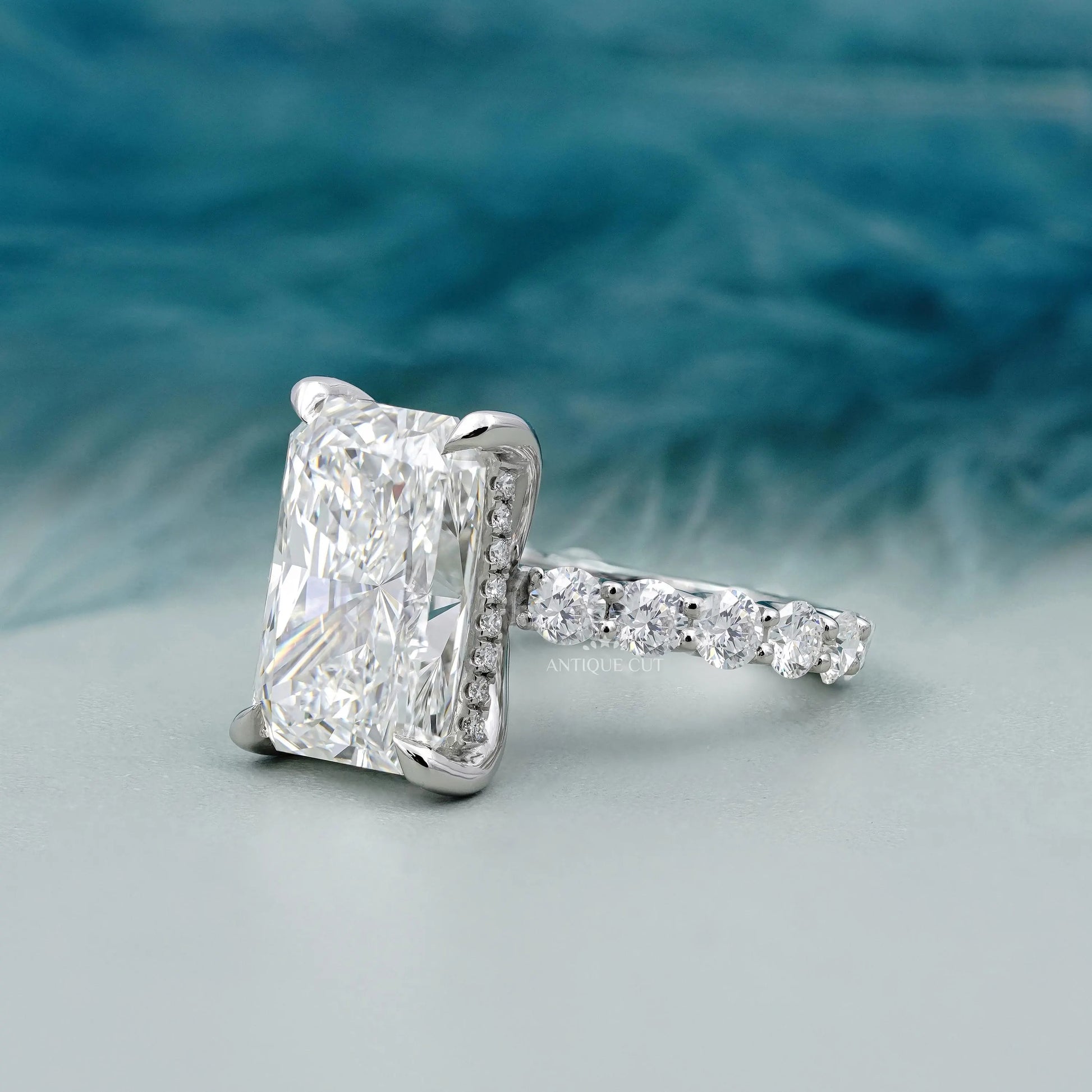 Radiant Cut Hidden Halo Diamond Engagement Ring