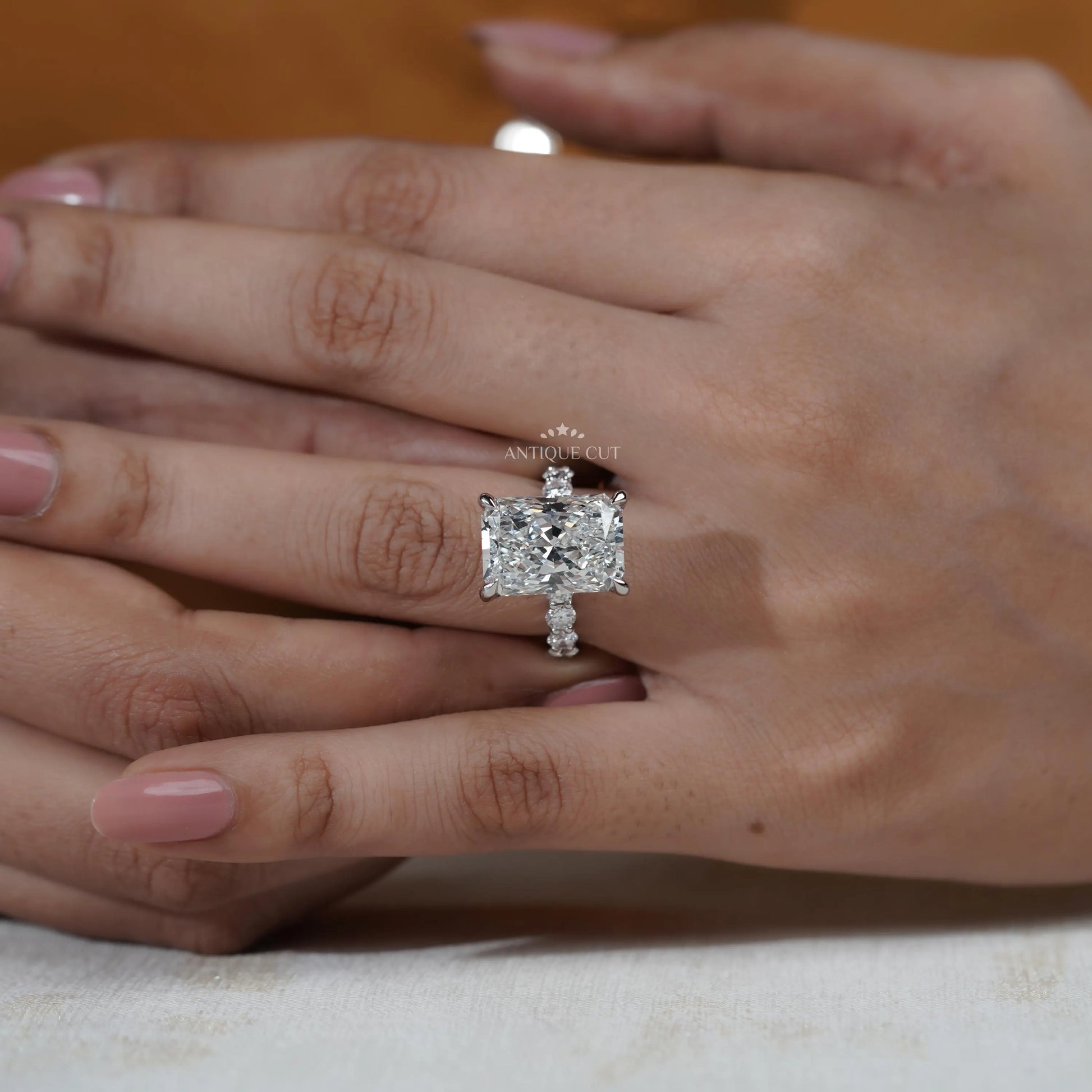 Radiant Cut Hidden Halo Diamond Engagement Ring