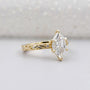 Hexagon cut diamond engagement ring with vintage inspired design