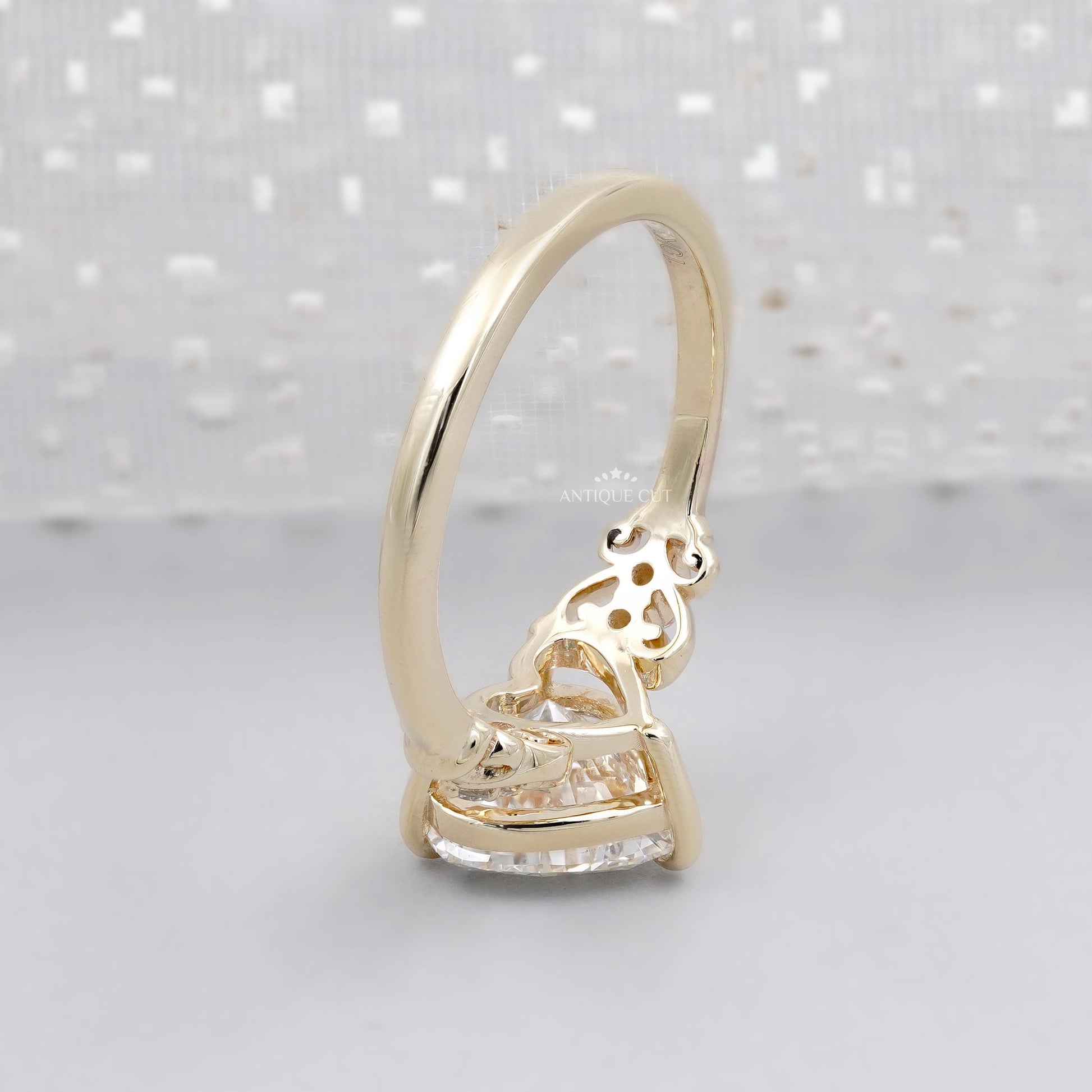 3.30TCW Heart Shape Diamond Engagement Ring | With Round Side Stone | Vintage-Inspired | Lab Grown Diamond Ring IGI Certified D-E-F VVS-VS.