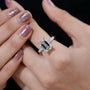 Emerald cut hidden halo engagement ring 