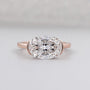 Oval East West Engagement Ring With Half Bezel Set Lab Grown Diamond Ring IGI Certified