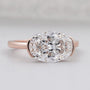 Horizontal oval diamond engagement ring in bezel design