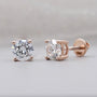 Round Diamond Stud Earrings with 4 prong rose gold setting