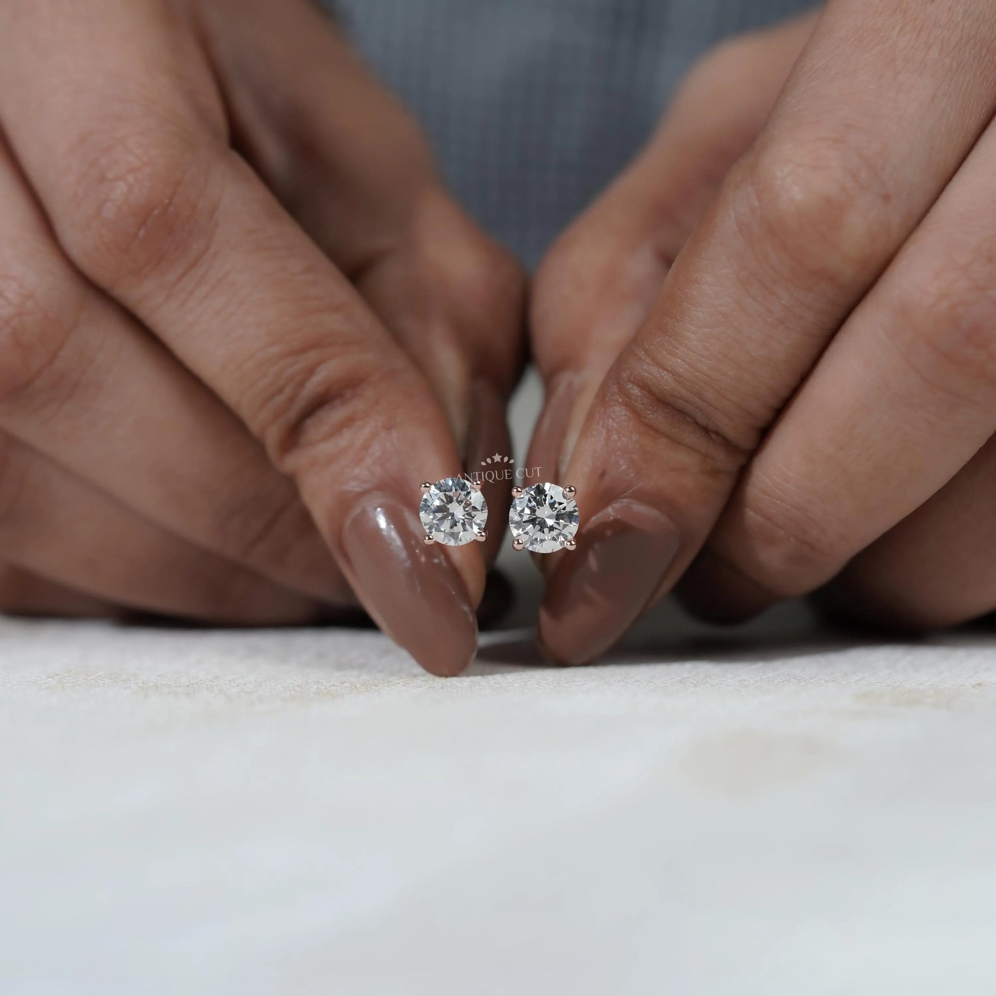 Lab grown diamond studs for women in rose gold