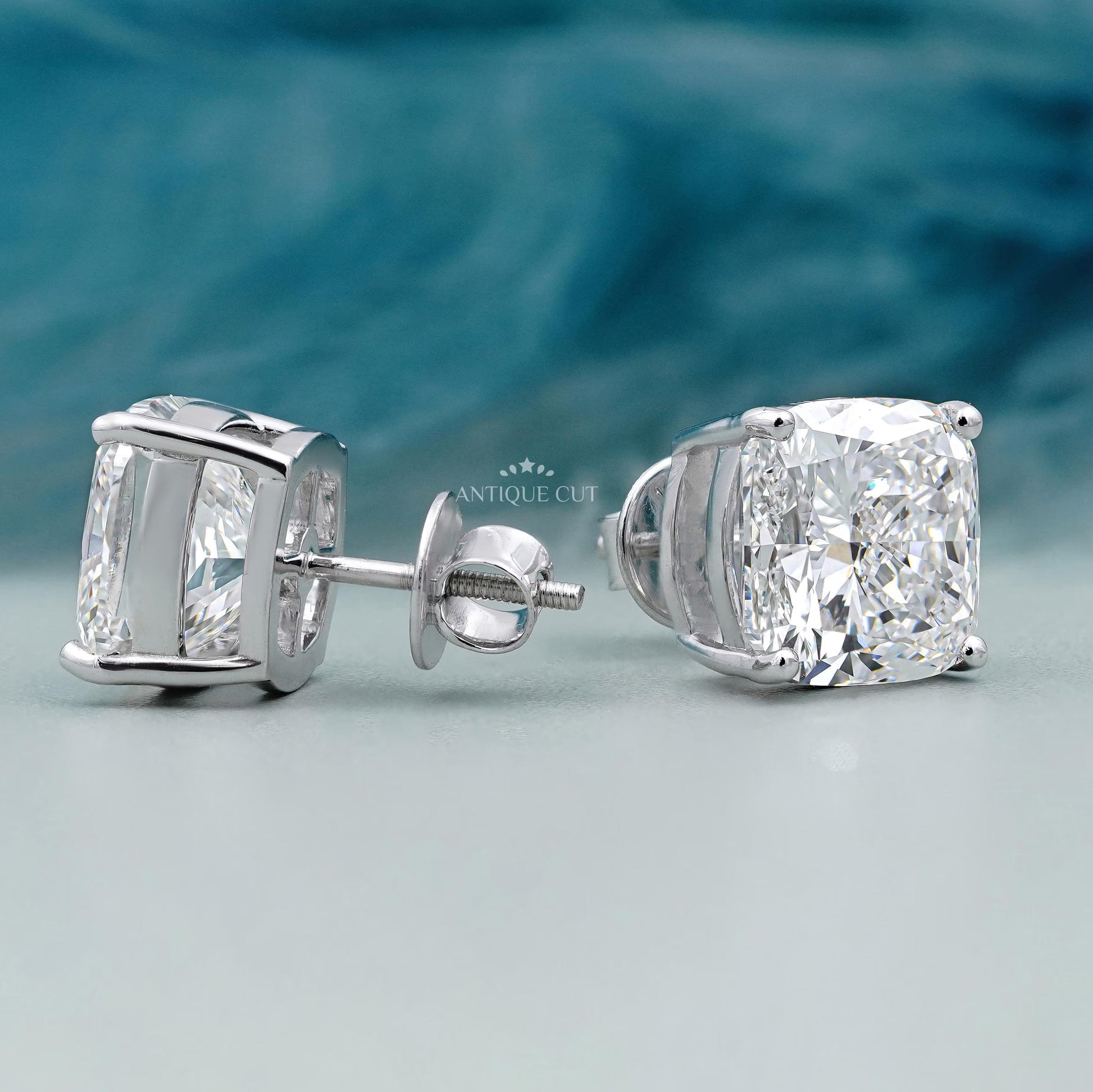 Cushion shape diamond earrings for women