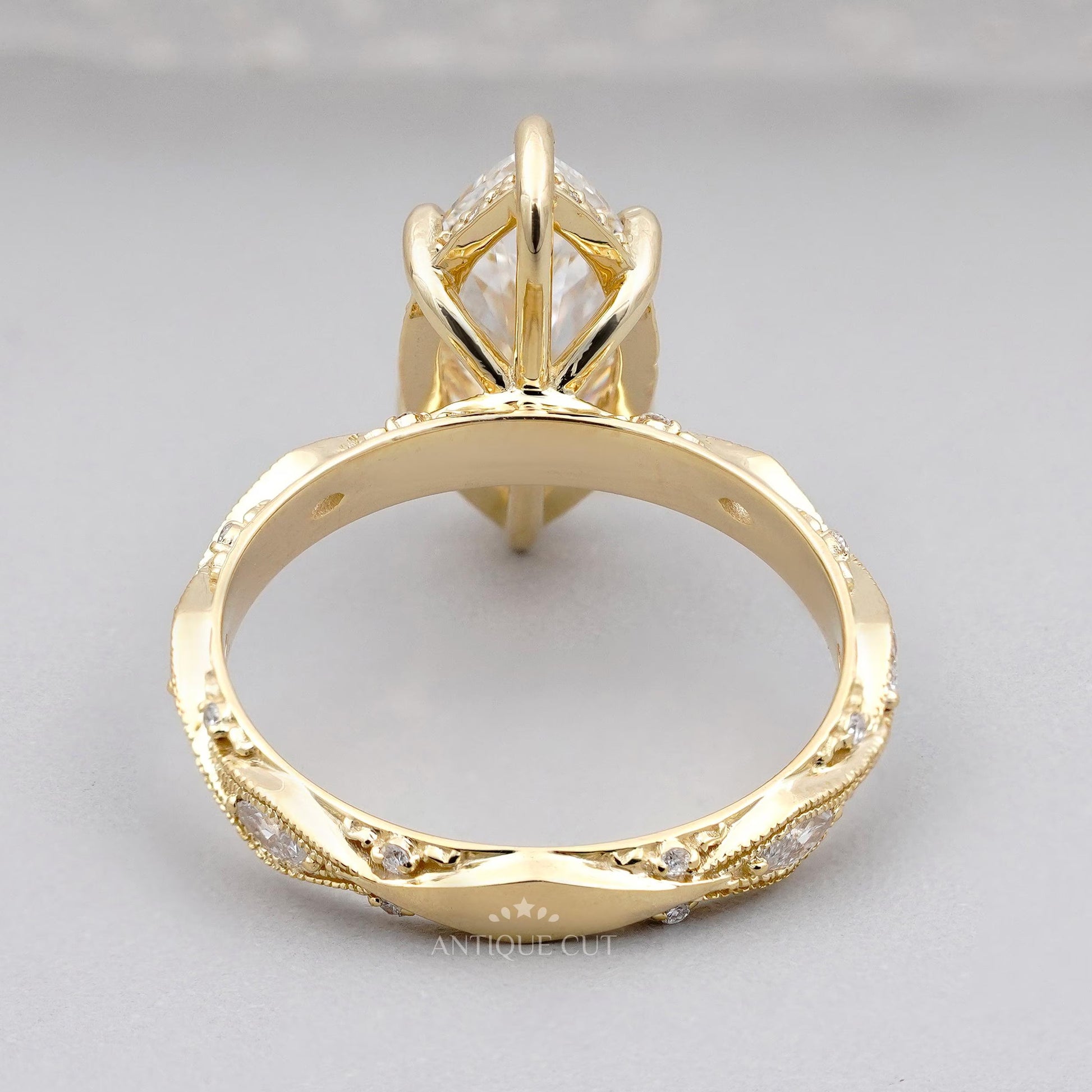 Antiquecut vintage marquise engagement ring design