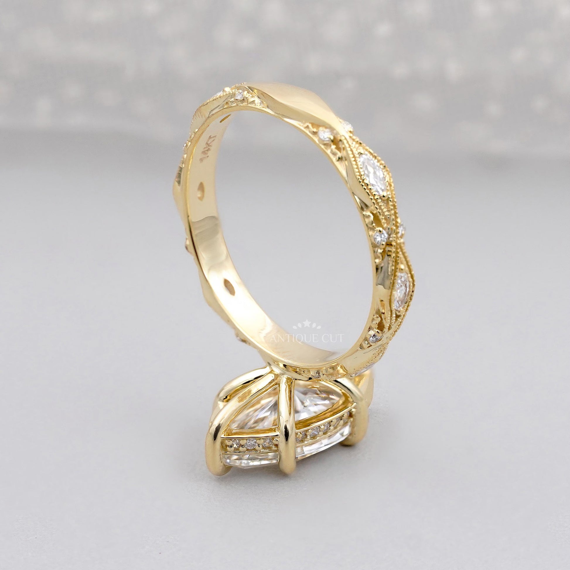 IGI certified marquise hidden halo diamond ring