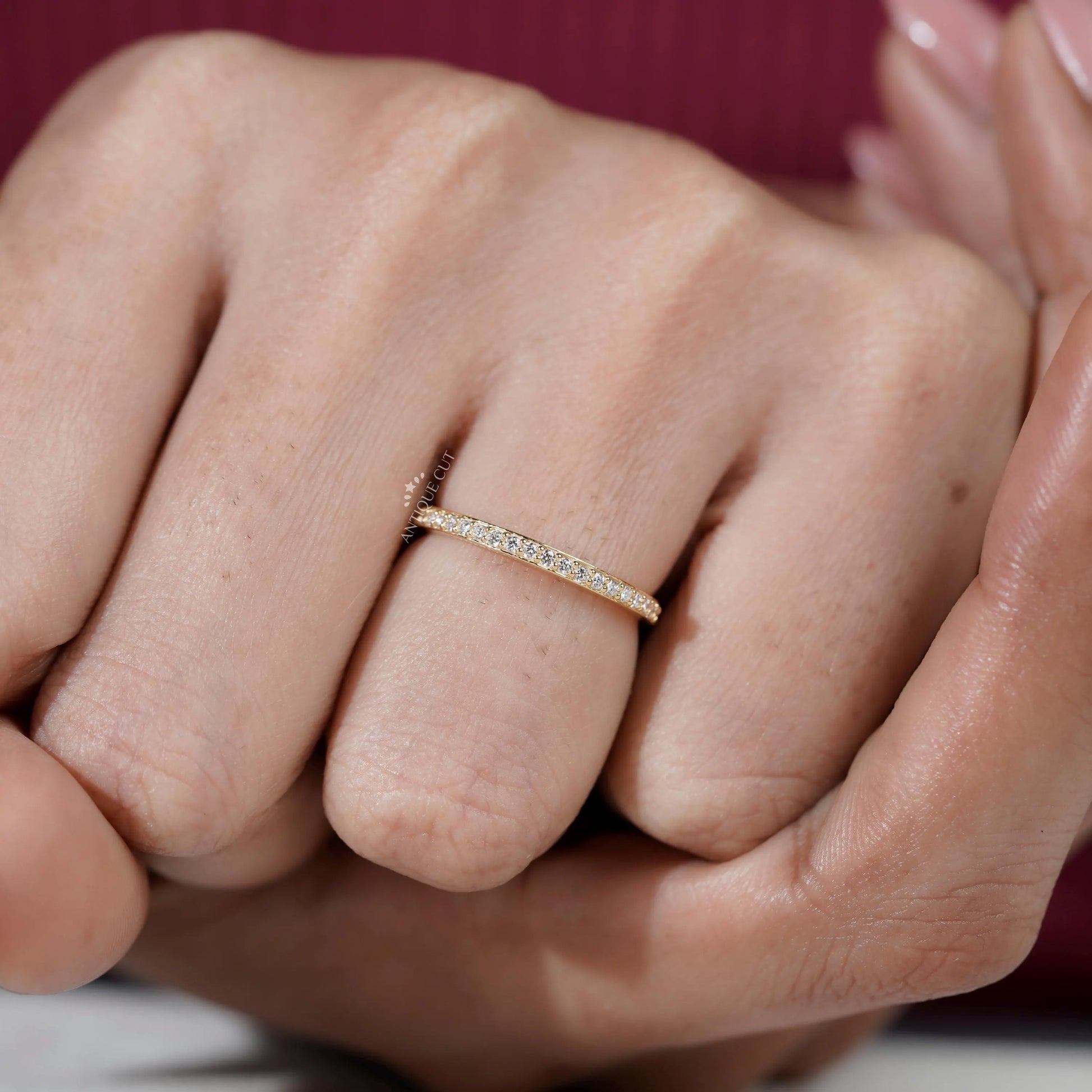 Round Half Eternity Diamond Band | Pave Wedding Band | IGI Certified