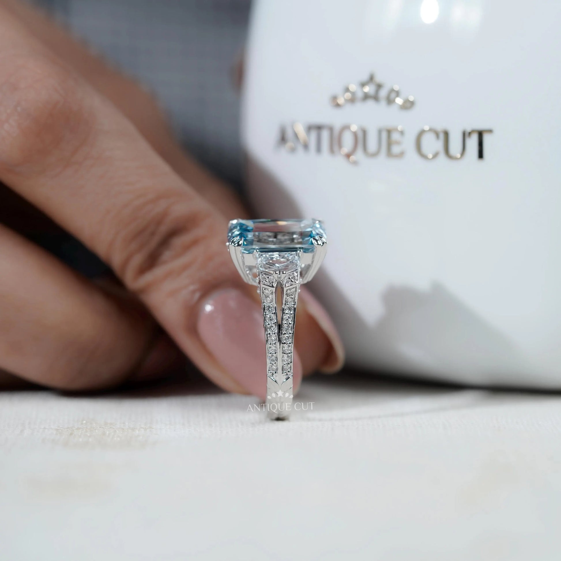 Fine jewelry cushion cut diamond engagement ring in platinum