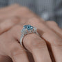 Luxury platinum blue diamond engagement ring by Antiquecut