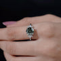 White gold antique green diamond ring elegant design
