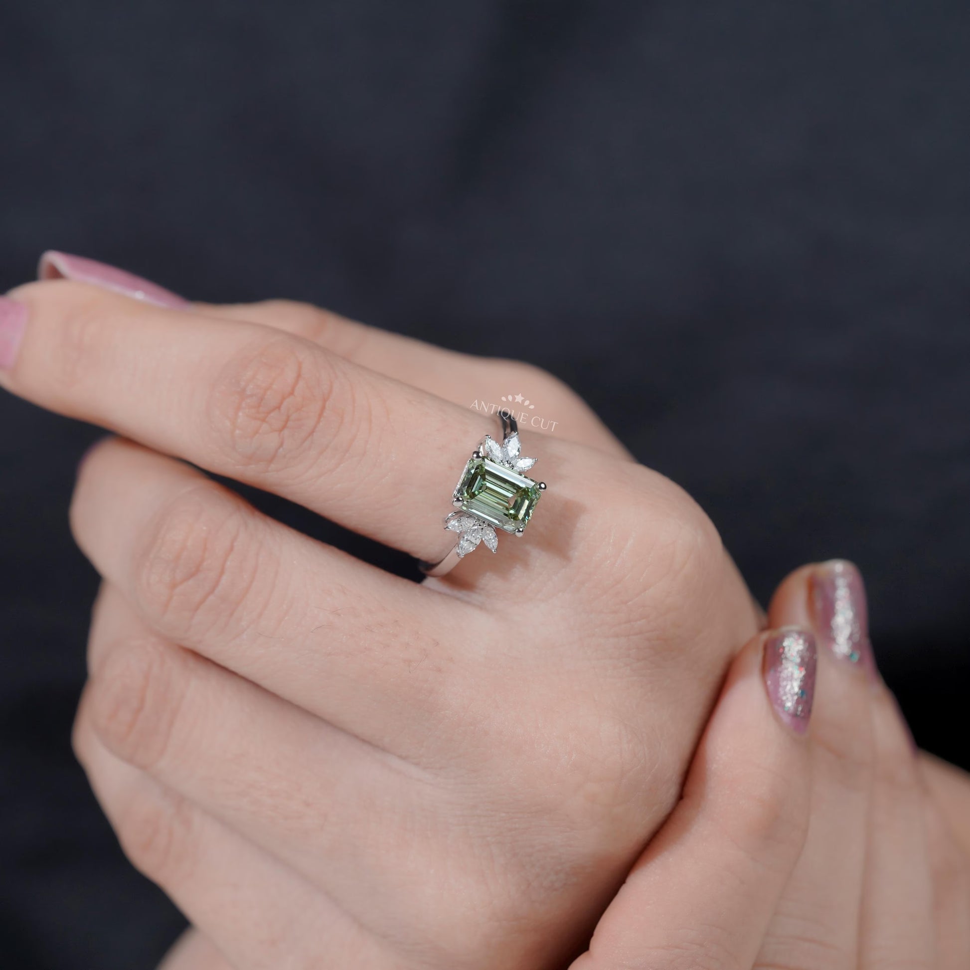 White gold lab-grown diamond engagement ring
