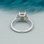 Antique cut emerald green diamond ring white gold