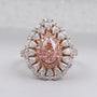 Rose Gold Cluster Halo Pink Diamond Pear Ring