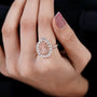Elegant rose gold cluster halo pink diamond ring