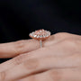 Romantic rose gold pink diamond halo pear engagement ring