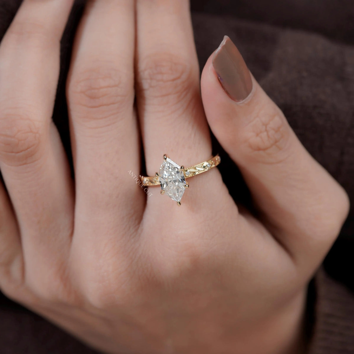Hexagon shaped diamond proposal ring design