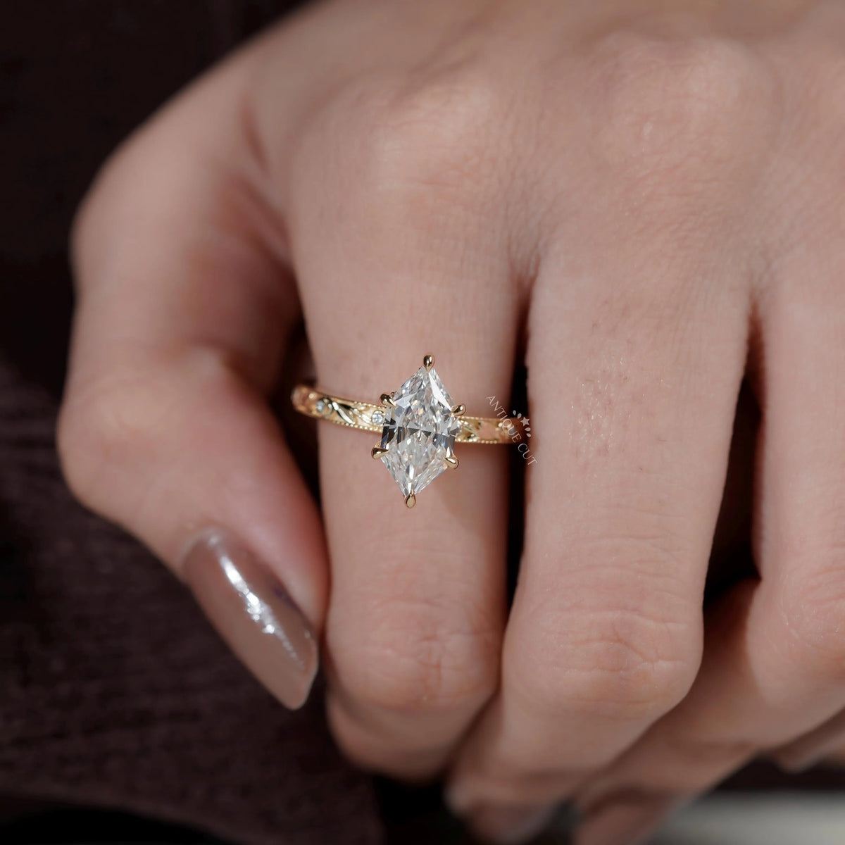 Unique geometric diamond engagement ring for women