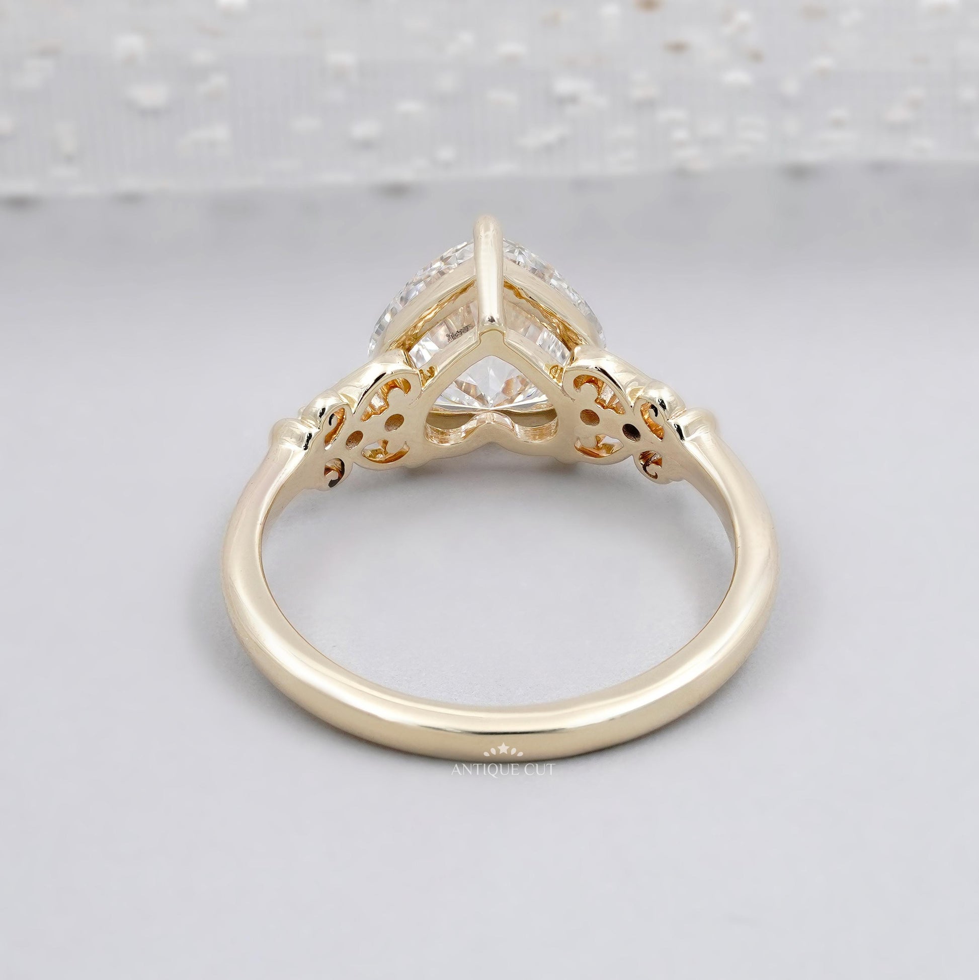 3.30TCW Heart Shape Diamond Engagement Ring | With Round Side Stone | Vintage-Inspired | Lab Grown Diamond Ring IGI Certified D-E-F VVS-VS.