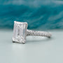 Hidden halo lab grown diamond ring emerald cut center diamond