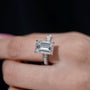 Elegant white gold emerald cut lab diamond ring