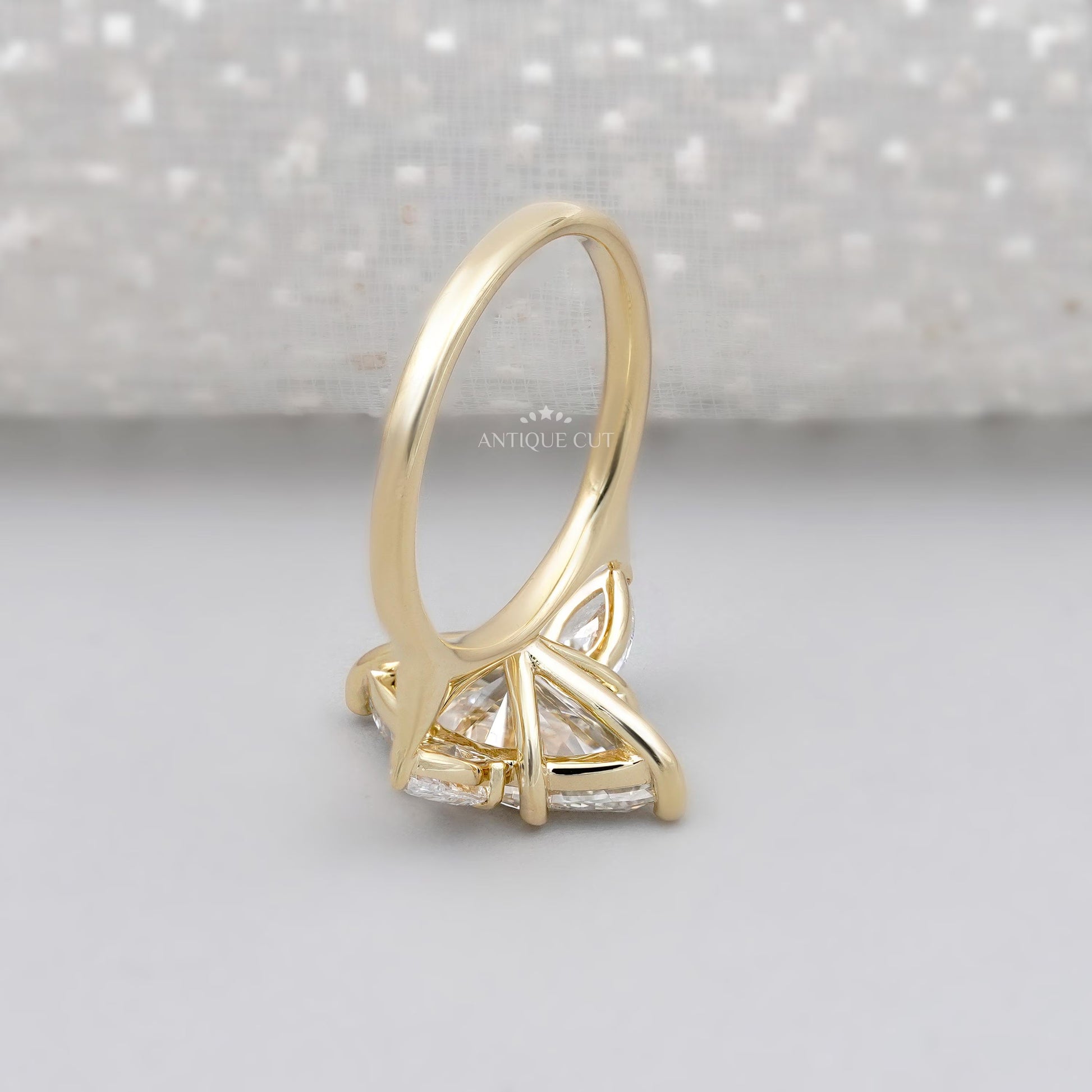 Antiquecut marquise engagement ring yellow gold