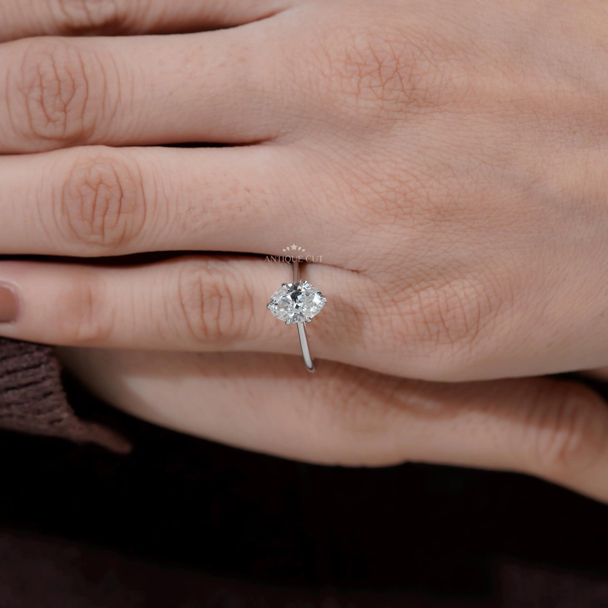 Elegant oval diamond ring front view