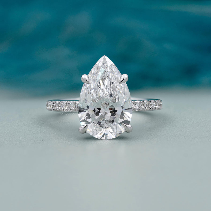 Celebrity inspired pear diamond engagement ring