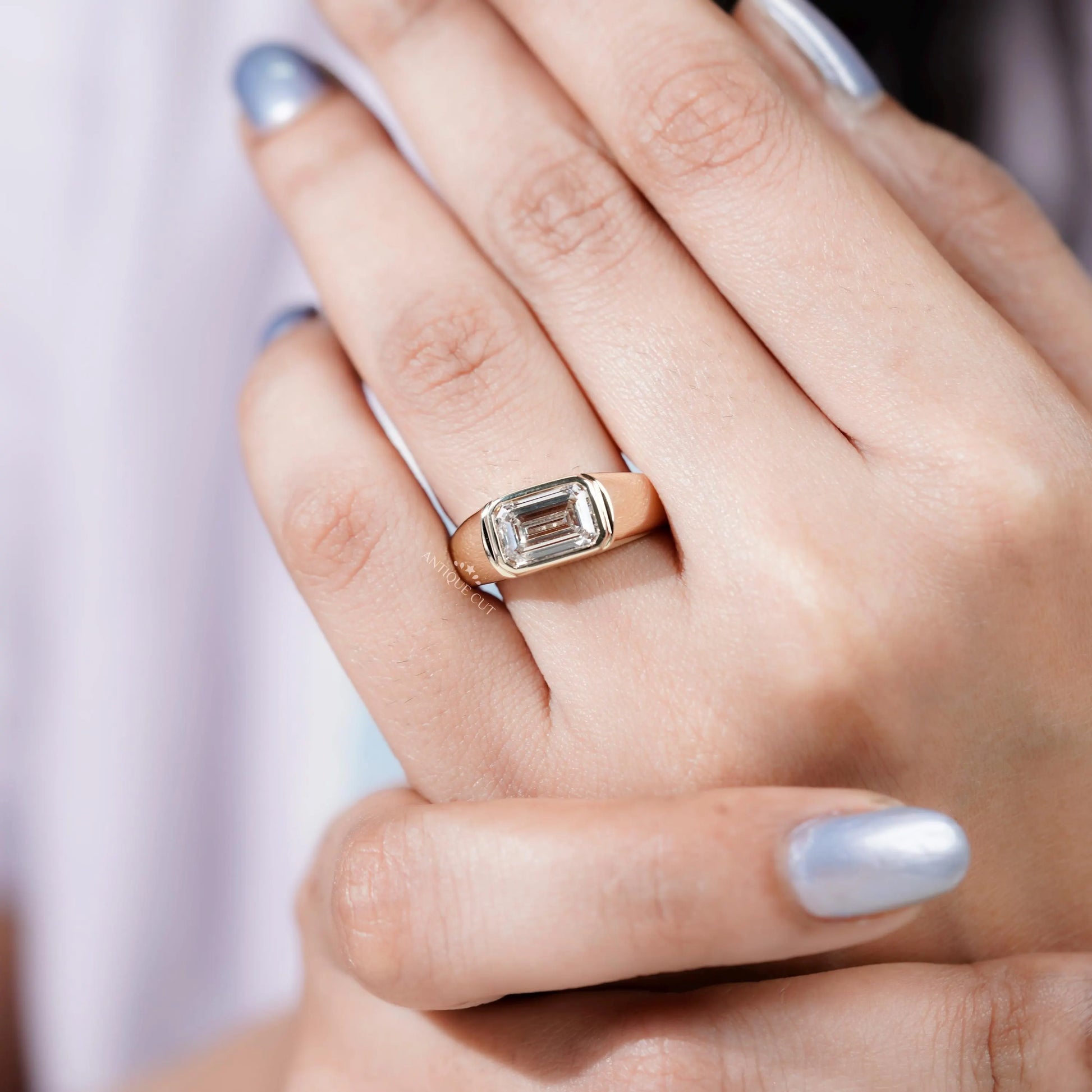 step cut emerald diamond ring gold