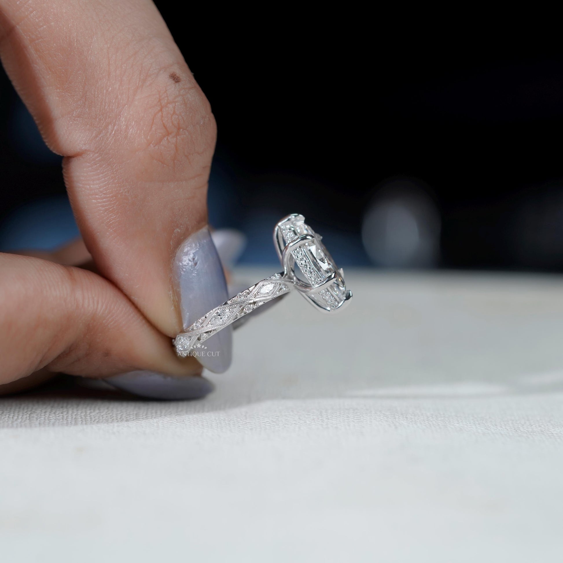 Classic white gold marquise cut engagement ring