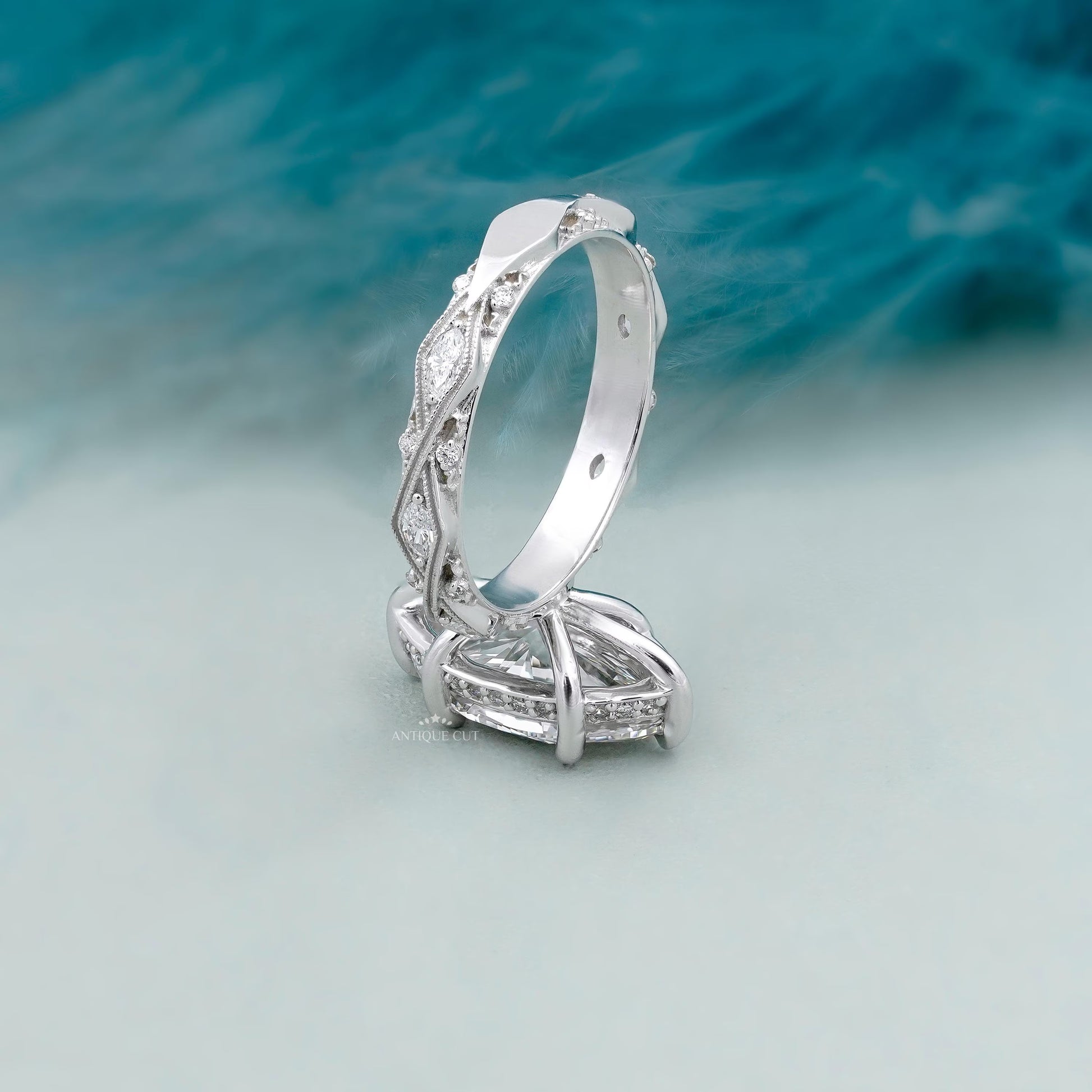 Elegant marquise solitaire diamond ring in white gold